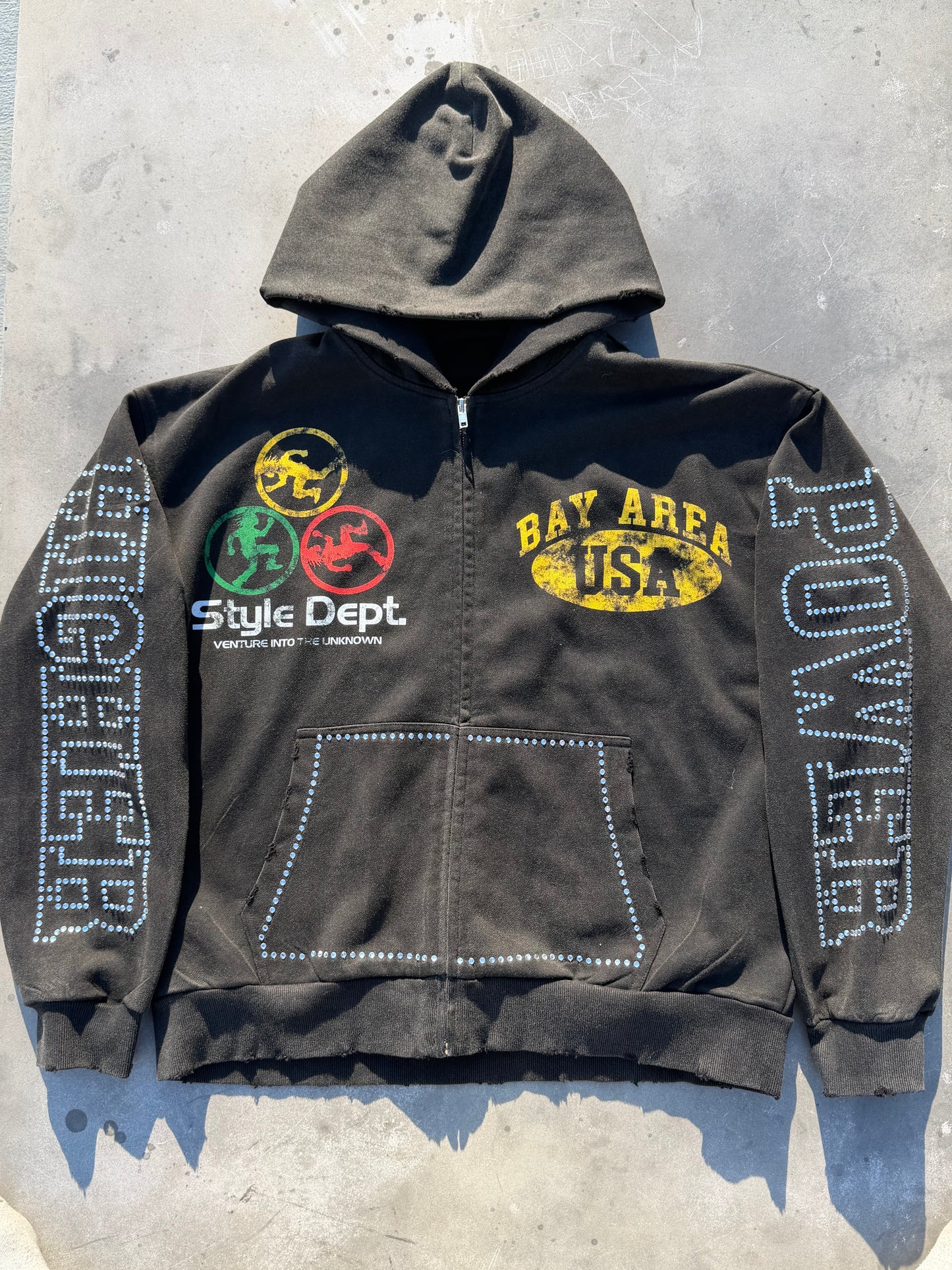 Rhinestone Zip-Up