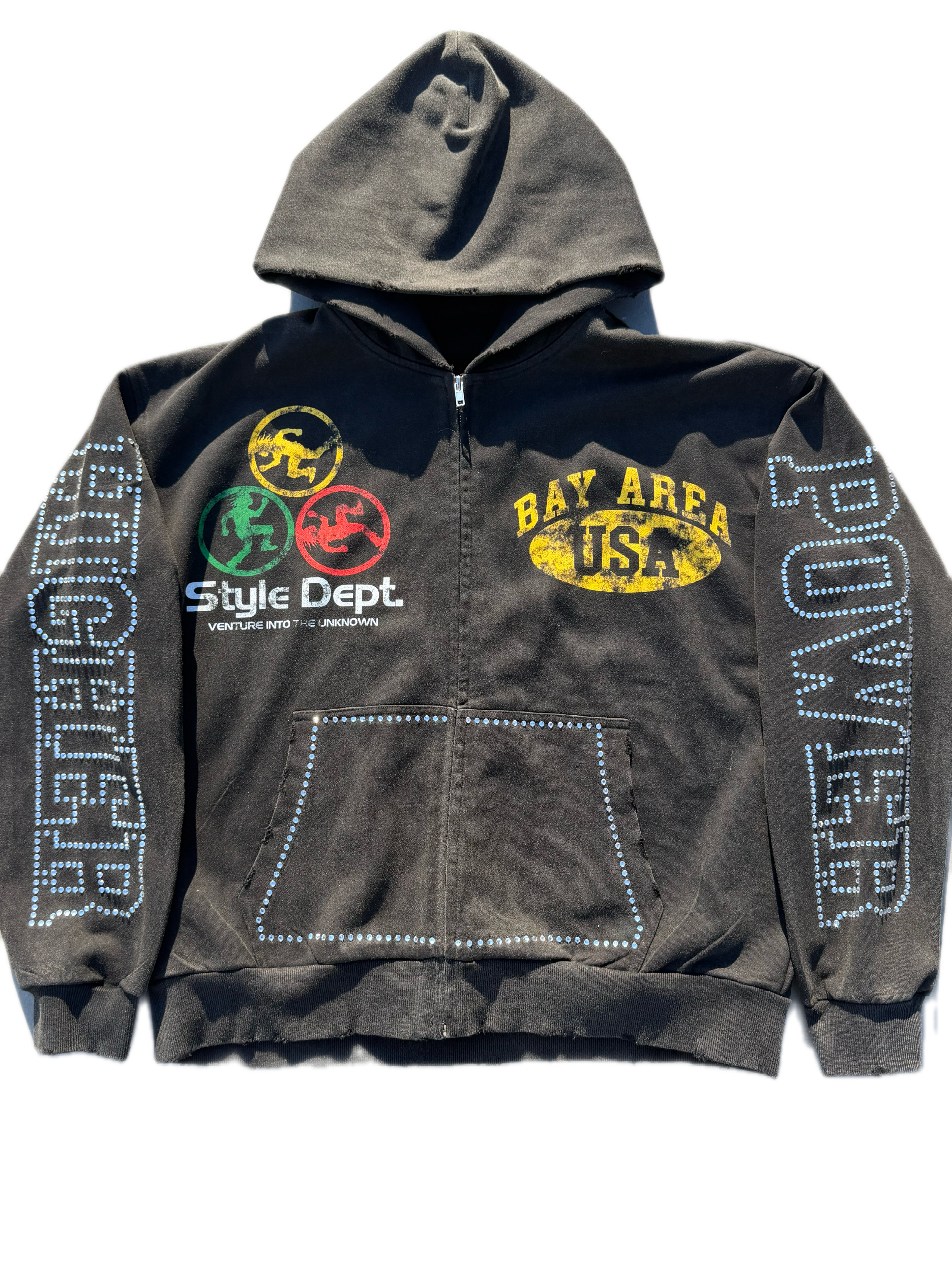 Rhinestone Zip-Up
